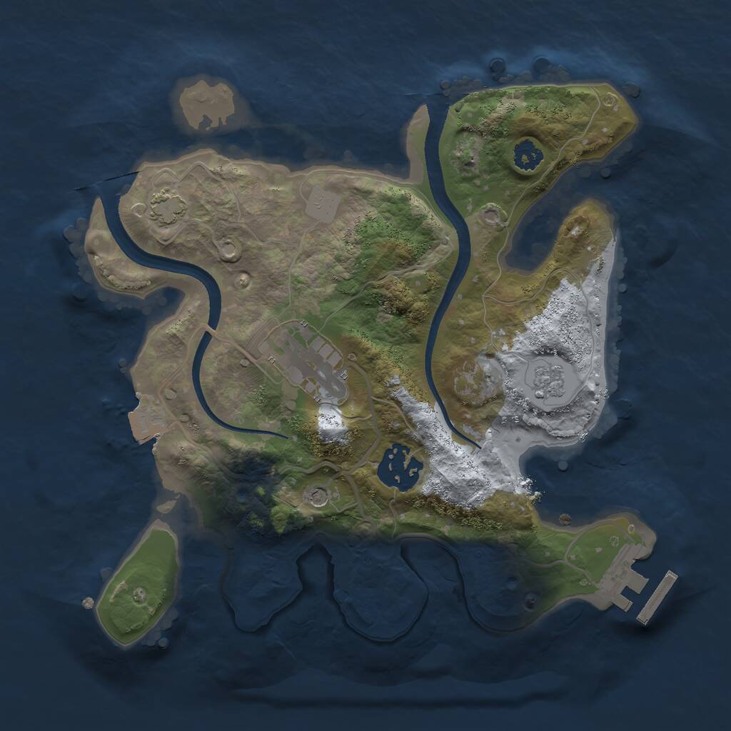 Rust Map: Procedural Map, Size: 2500, Seed: 222079840, 7 Monuments