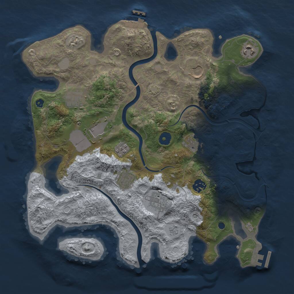 Rust Map: Procedural Map, Size: 3500, Seed: 508948515, 15 Monuments