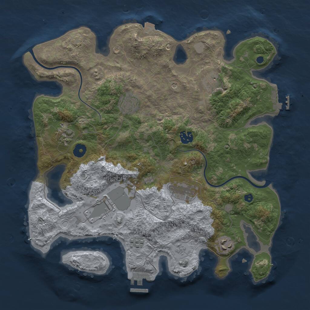 Rust Map: Procedural Map, Size: 3500, Seed: 508948515, 14 Monuments