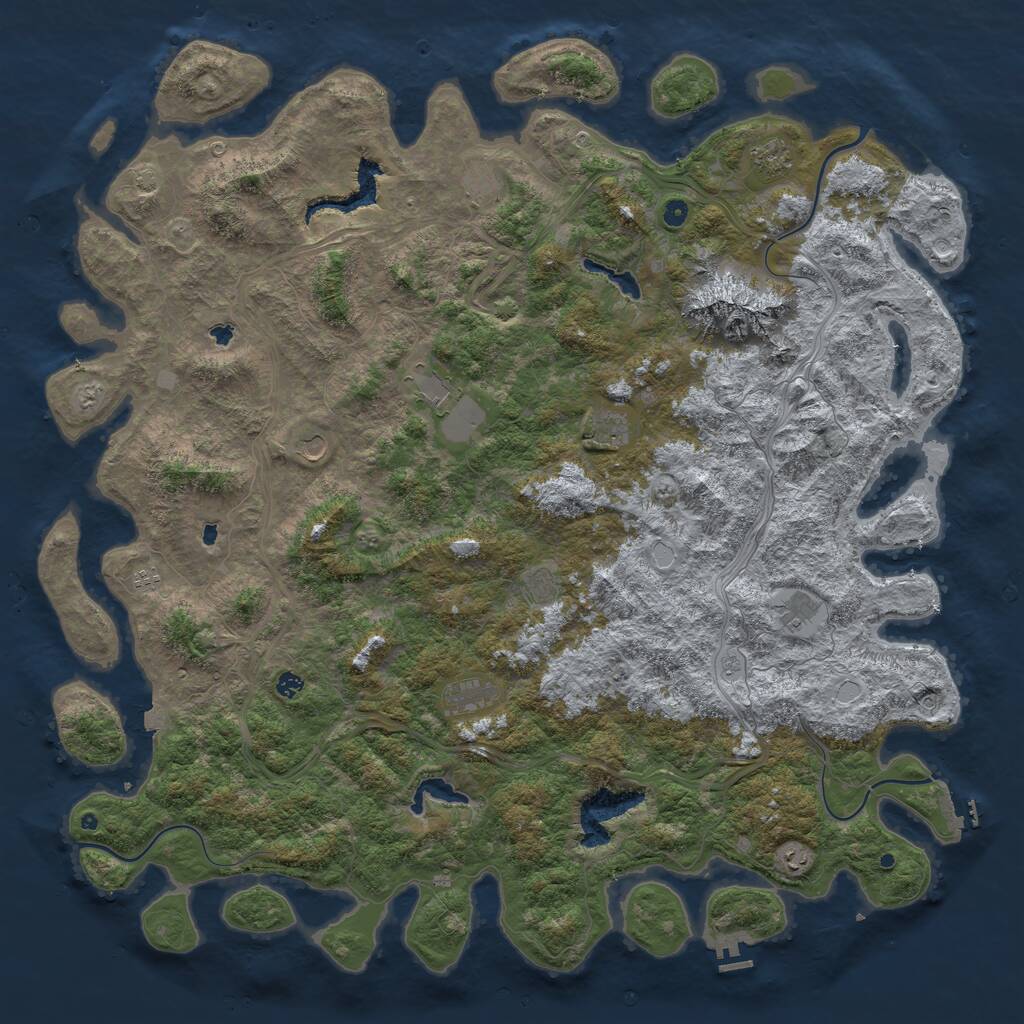 Rust Map: Procedural Map, Size: 6000, Seed: 21094387, 17 Monuments