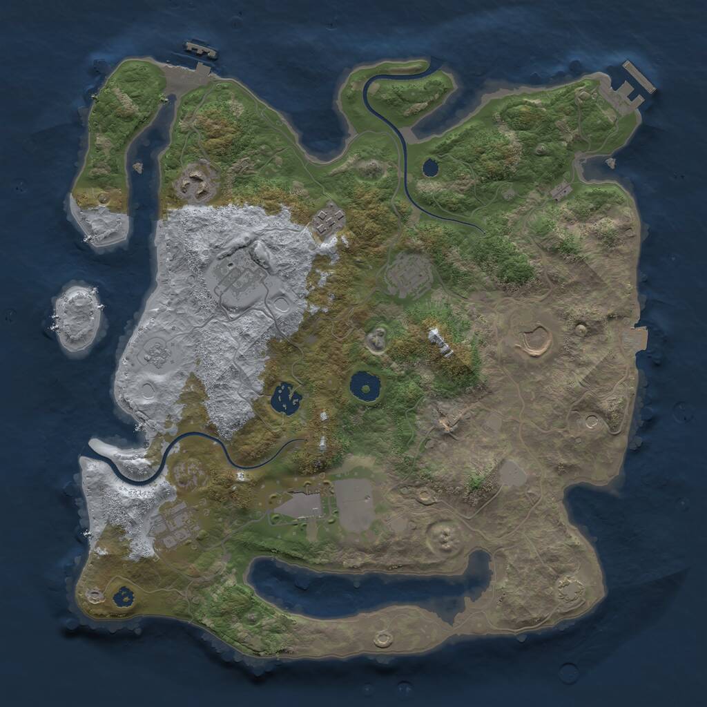 Rust Map: Procedural Map, Size: 3500, Seed: 1642935359, 14 Monuments