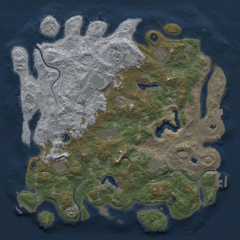 Rust Map: Procedural Map, Size: 4500, Seed: 1141966280, 15 Monuments