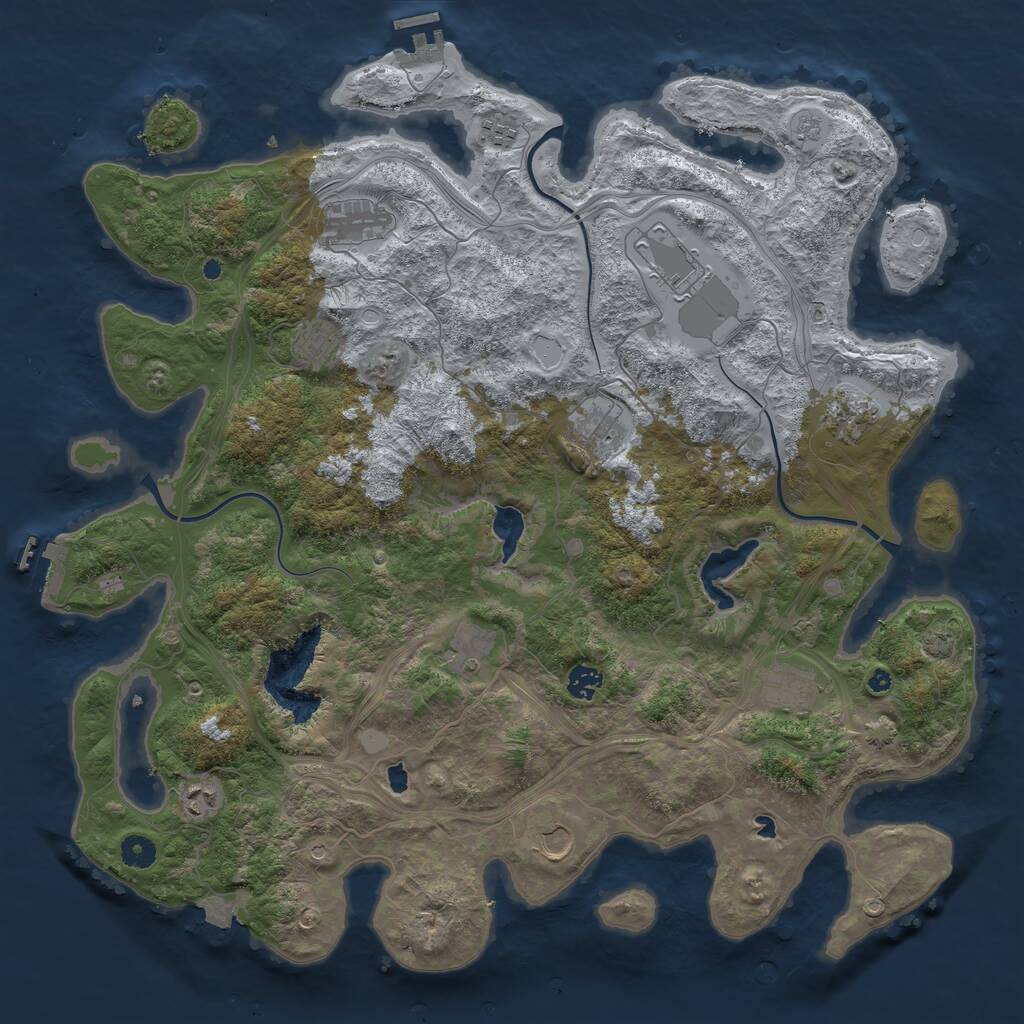 Rust Map: Procedural Map, Size: 4500, Seed: 870593671, 17 Monuments