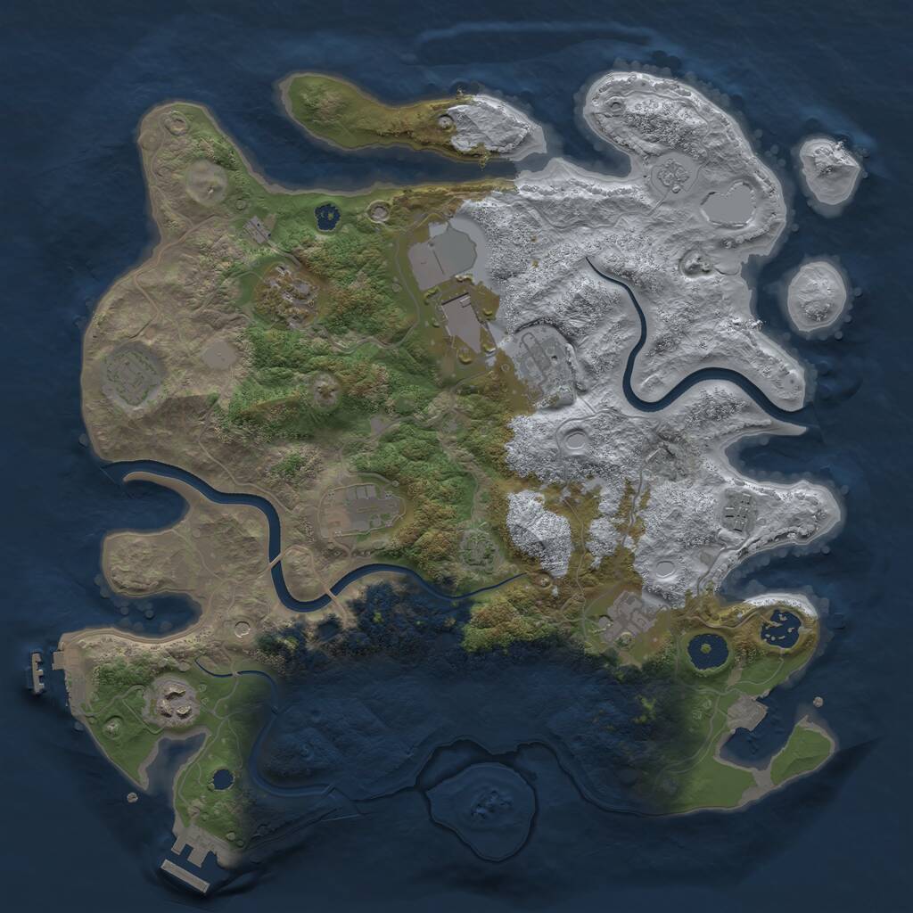 Rust Map: Procedural Map, Size: 3600, Seed: 1028, 17 Monuments