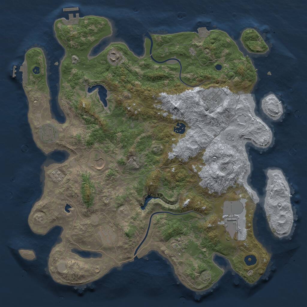 Rust Map: Procedural Map, Size: 4000, Seed: 1222722400, 17 Monuments