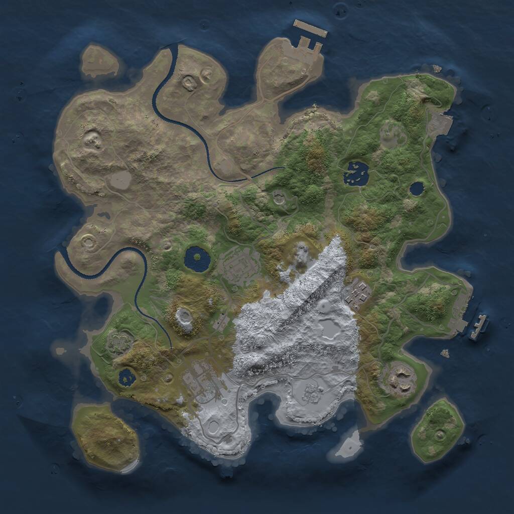 Rust Map: Procedural Map, Size: 3000, Seed: 554281, 11 Monuments