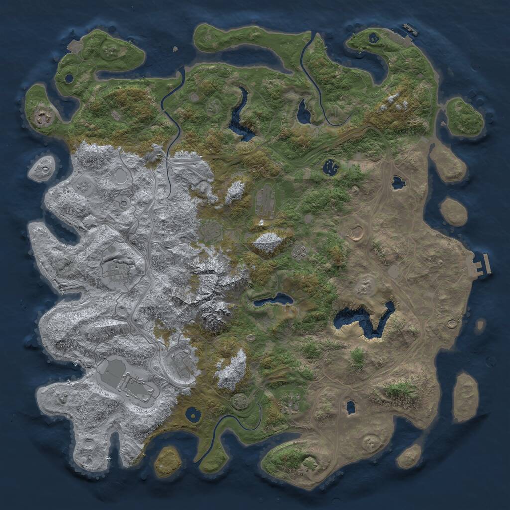 Rust Map: Procedural Map, Size: 5000, Seed: 827999363, 18 Monuments