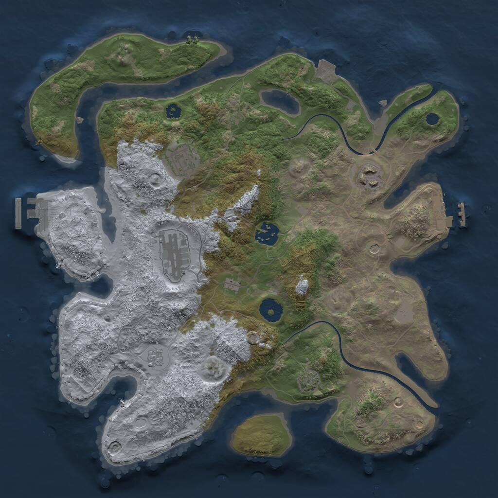 Rust Map: Procedural Map, Size: 3250, Seed: 1804773342, 10 Monuments