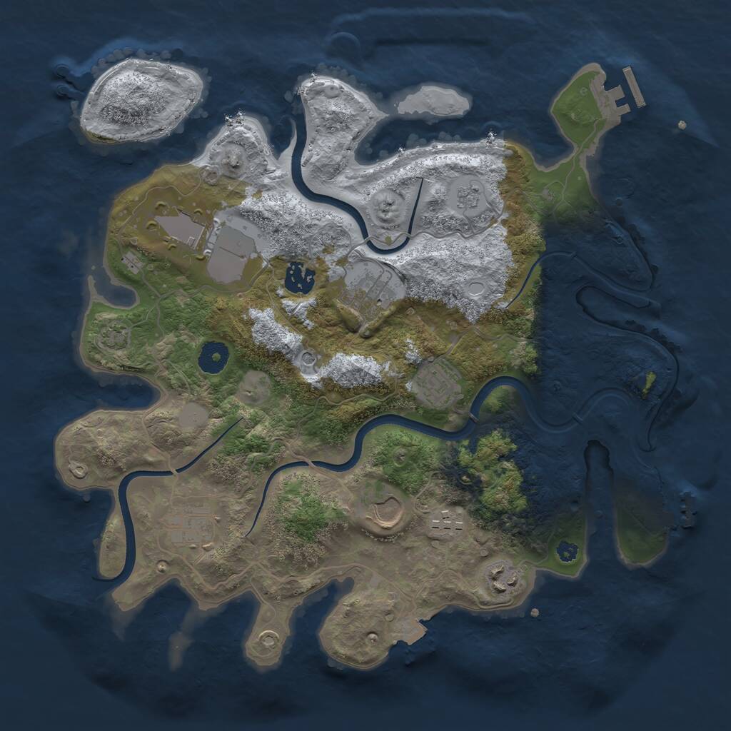 Rust Map: Procedural Map, Size: 3500, Seed: 323064549, 16 Monuments