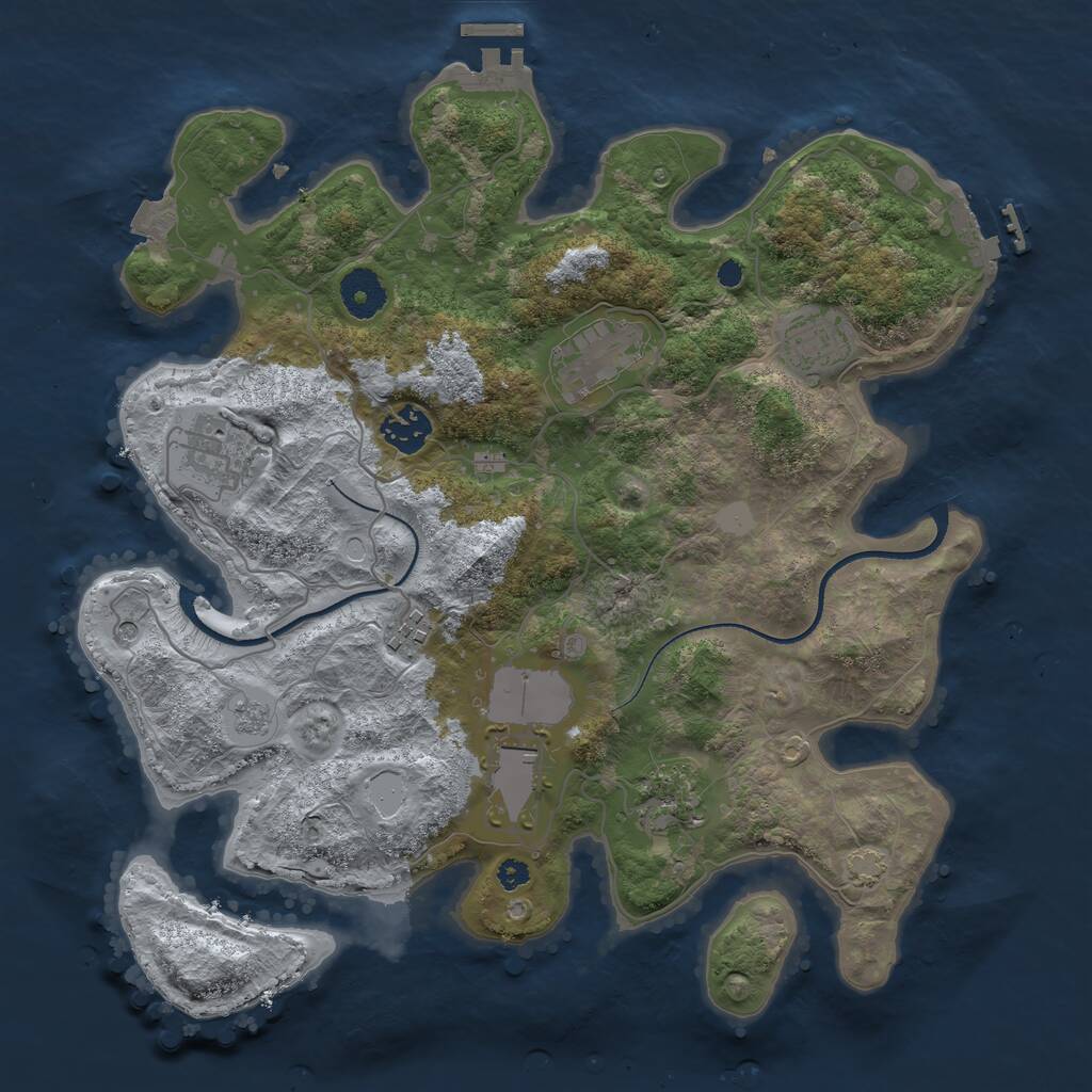 Rust Map: Procedural Map, Size: 3500, Seed: 1068345565, 13 Monuments