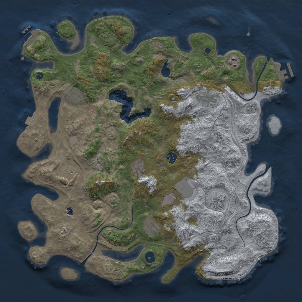 Rust Map: Procedural Map, Size: 4250, Seed: 2107662342, 16 Monuments