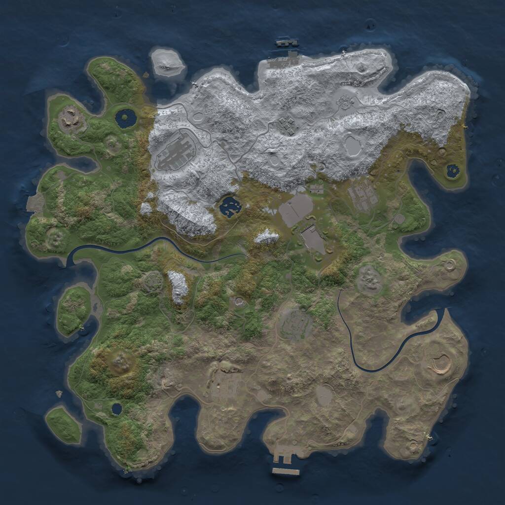 Rust Map: Procedural Map, Size: 3788, Seed: 1, 15 Monuments