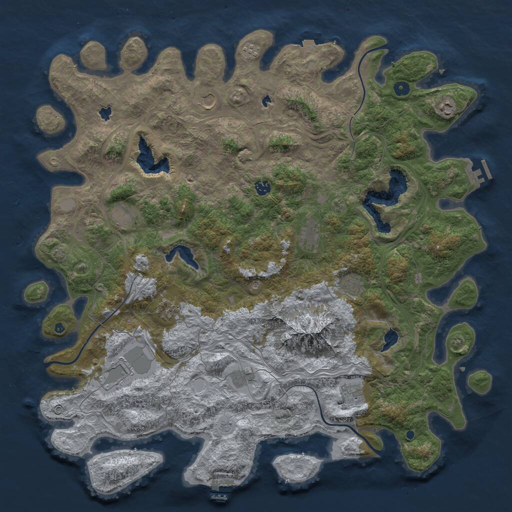 Rust Map: Procedural Map, Size: 5000, Seed: 329485, 17 Monuments