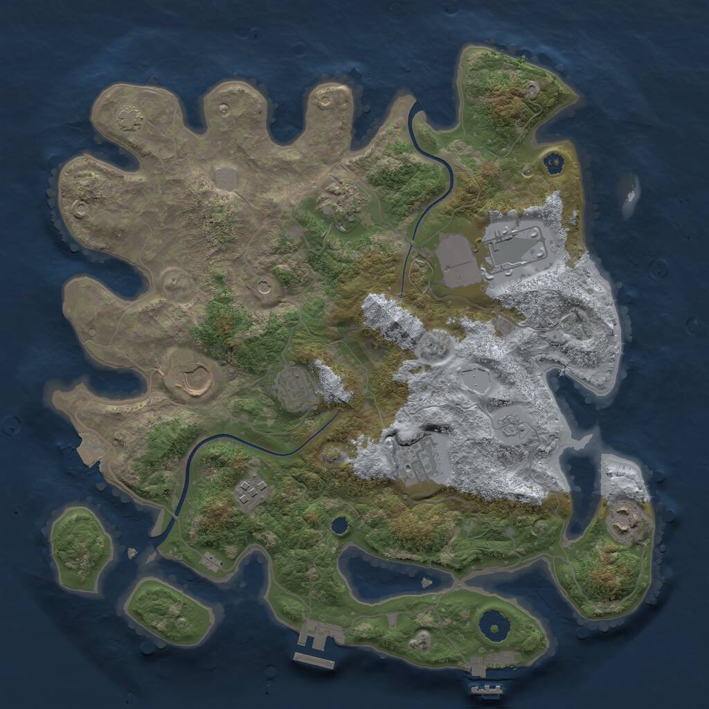 Rust Map: Procedural Map, Size: 3500, Seed: 1864, 13 Monuments