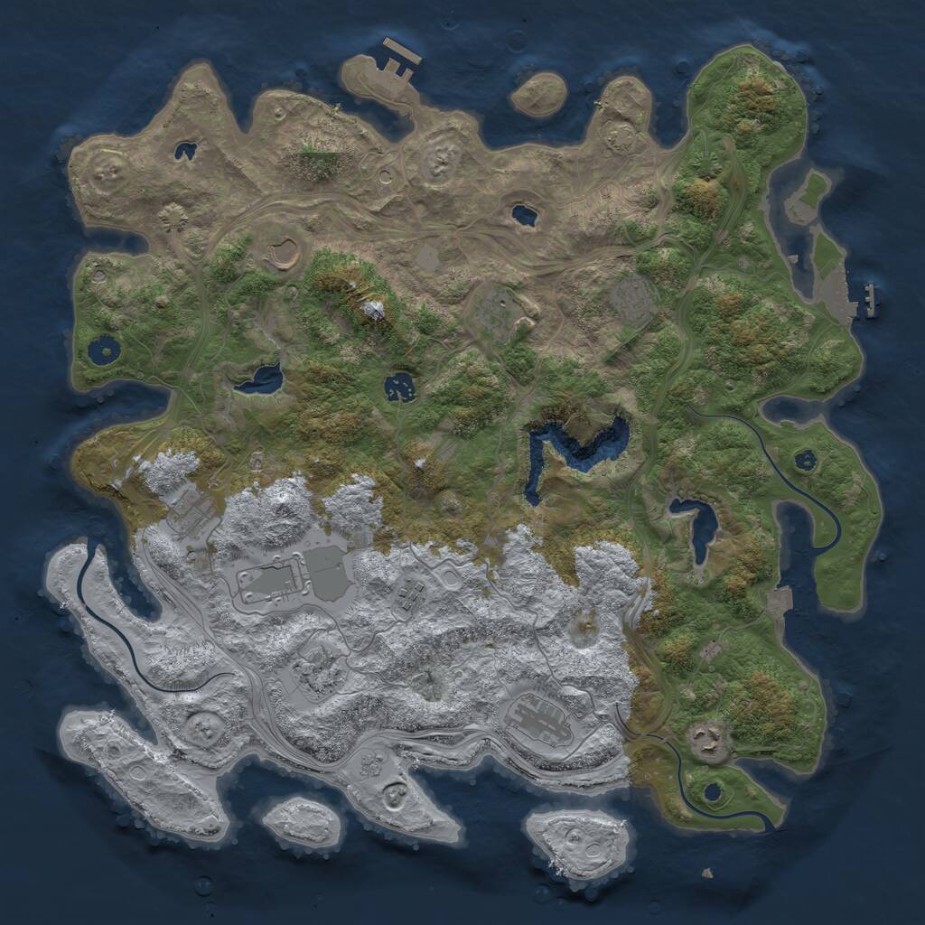 Rust Map: Procedural Map, Size: 4500, Seed: 7773777, 16 Monuments