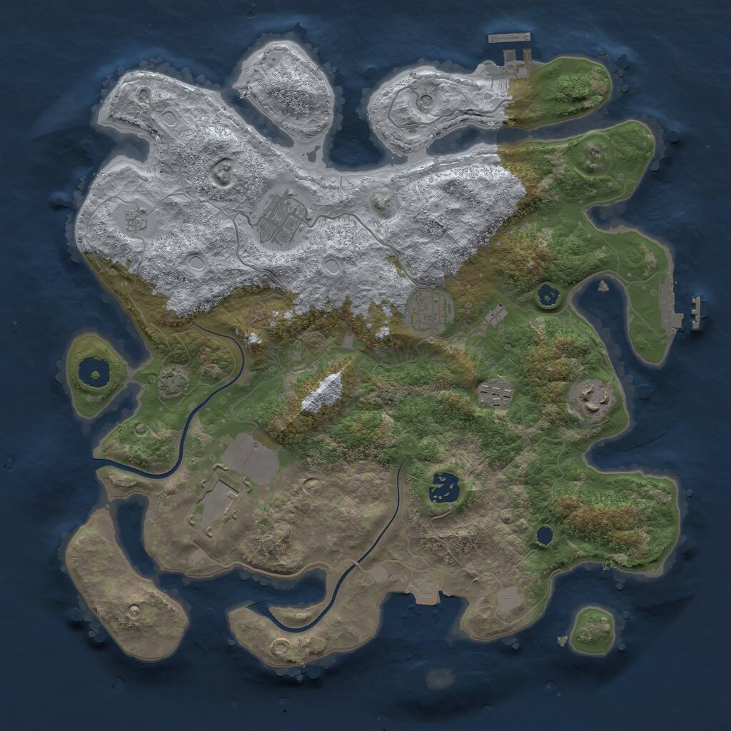 Rust Map: Procedural Map, Size: 3500, Seed: 490455579, 12 Monuments