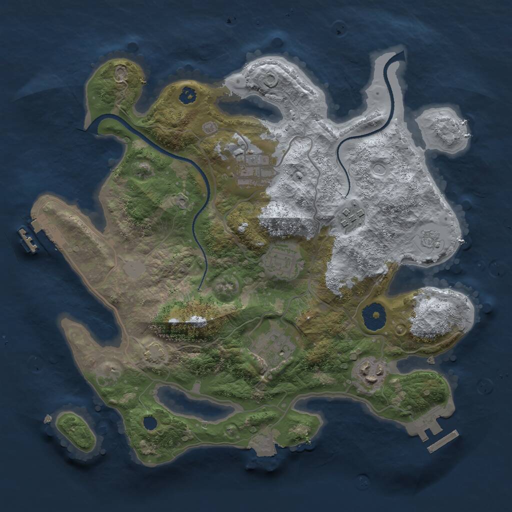 Rust Map: Procedural Map, Size: 3000, Seed: 18850, 12 Monuments