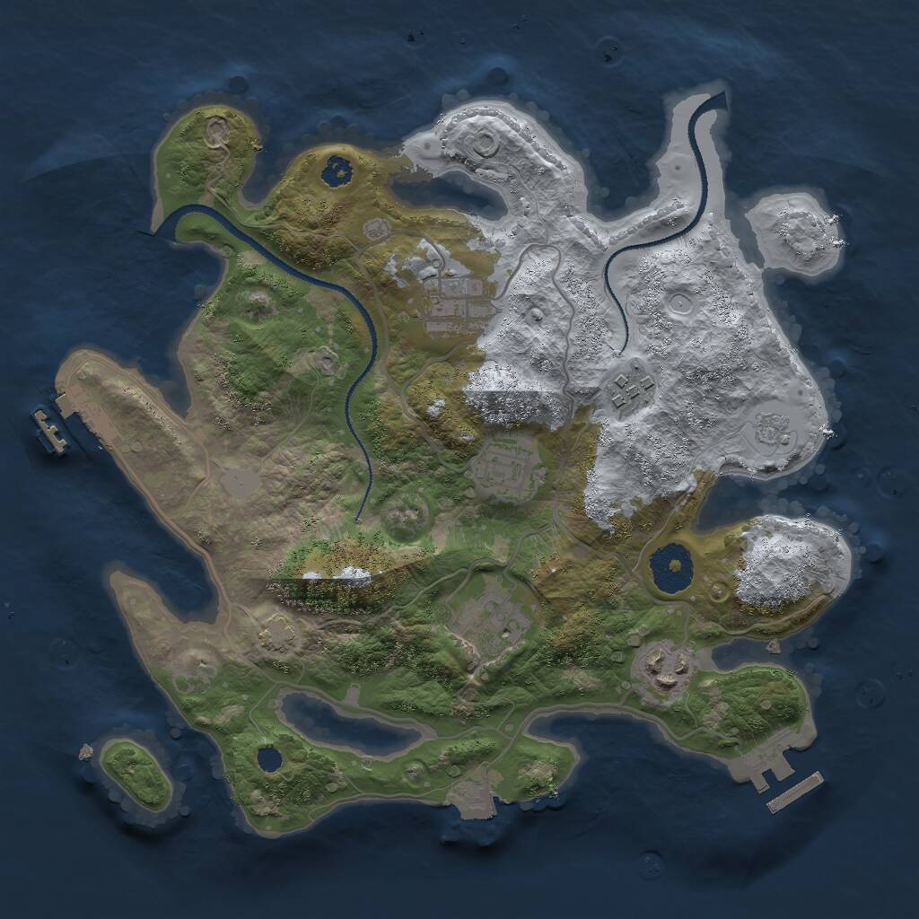 Rust Map: Procedural Map, Size: 3000, Seed: 18850, 10 Monuments