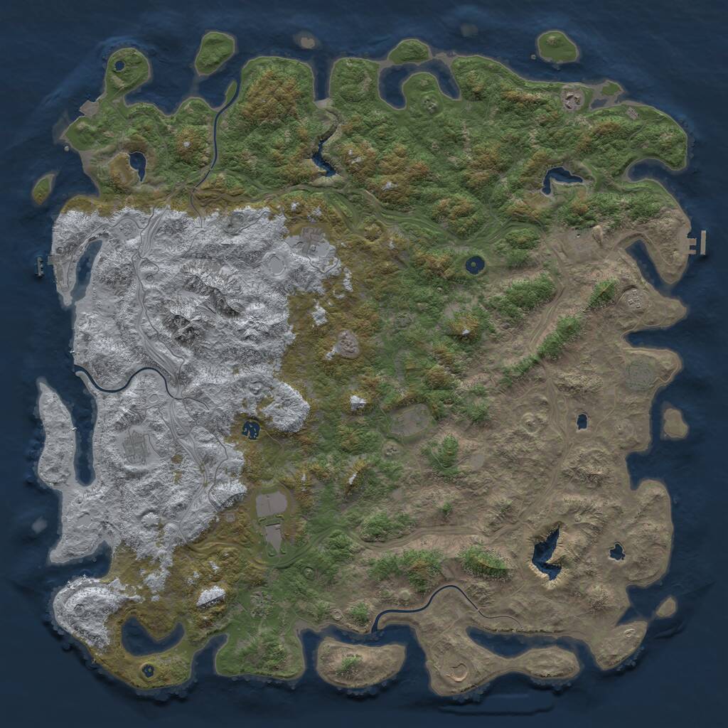 Rust Map: Procedural Map, Size: 6000, Seed: 749950607, 19 Monuments