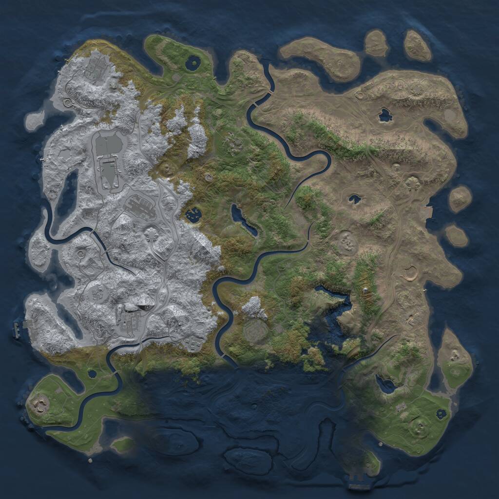 Rust Map: Procedural Map, Size: 4950, Seed: 102707, 18 Monuments