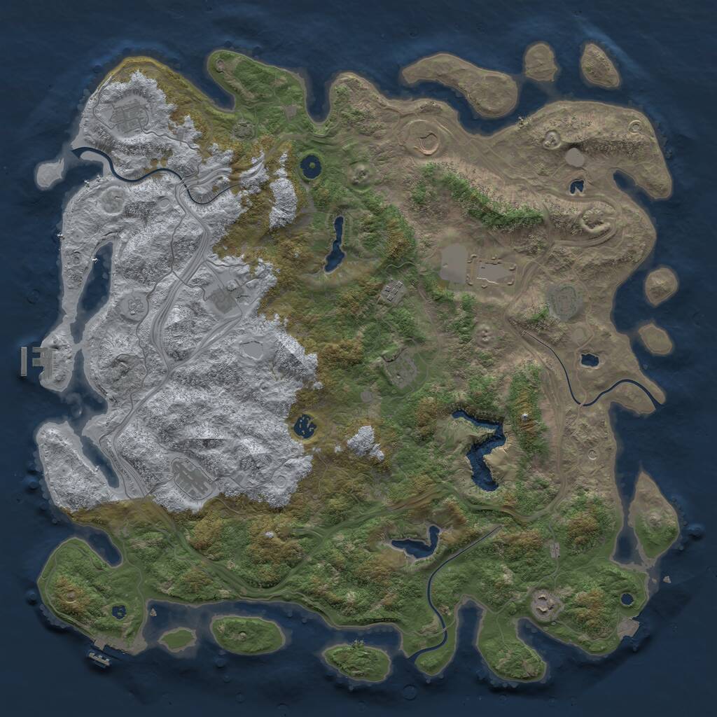 Rust Map: Procedural Map, Size: 4950, Seed: 102707, 16 Monuments