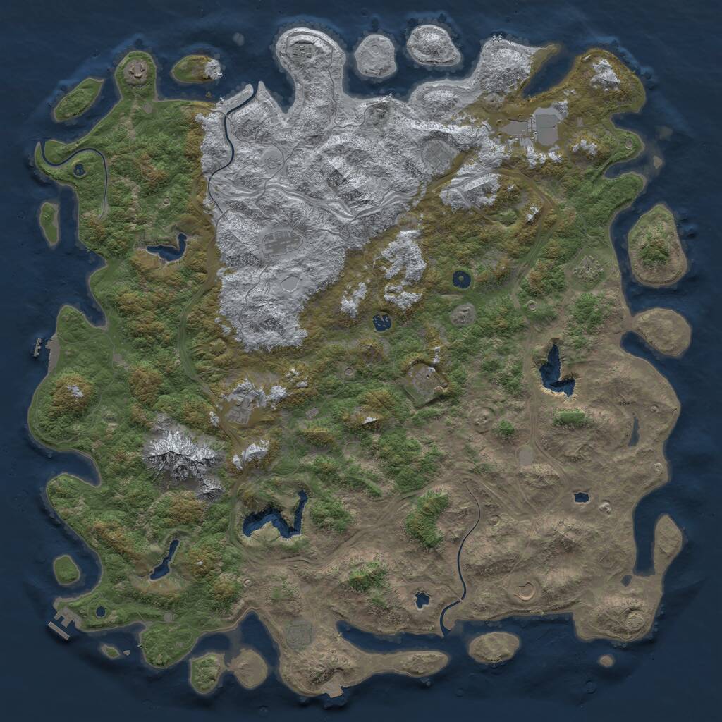 Rust Map: Procedural Map, Size: 6000, Seed: 67385456, 17 Monuments