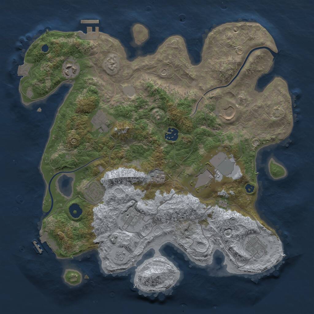 Rust Map: Procedural Map, Size: 3500, Seed: 639161368, 15 Monuments