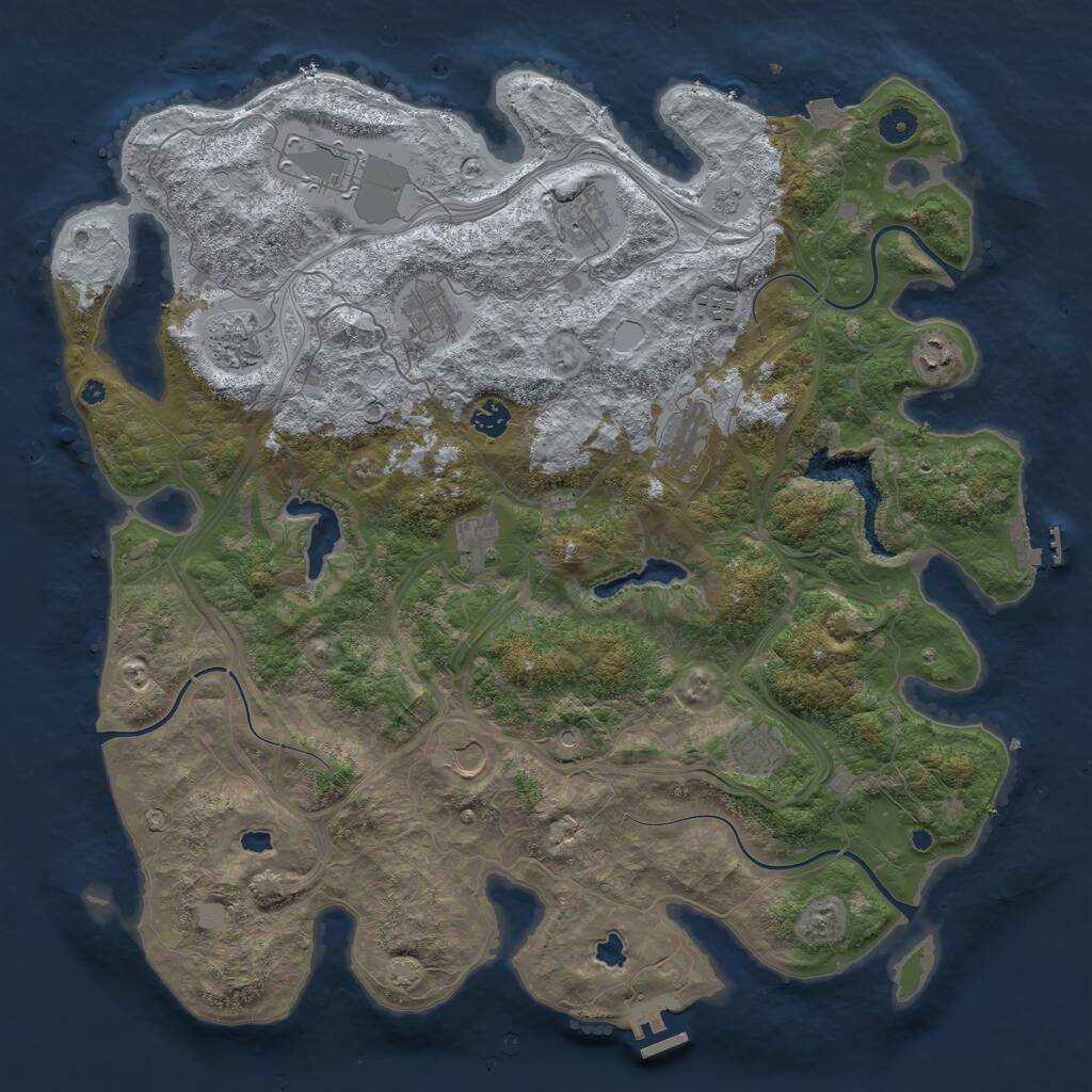 Rust Map: Procedural Map, Size: 4500, Seed: 433977793, 17 Monuments