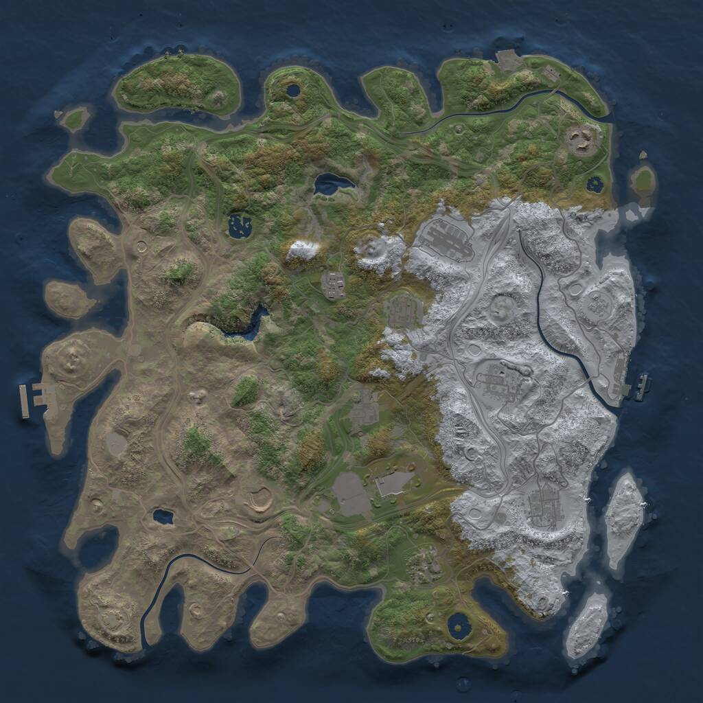 Rust Map: Procedural Map, Size: 4250, Seed: 1344101674, 17 Monuments