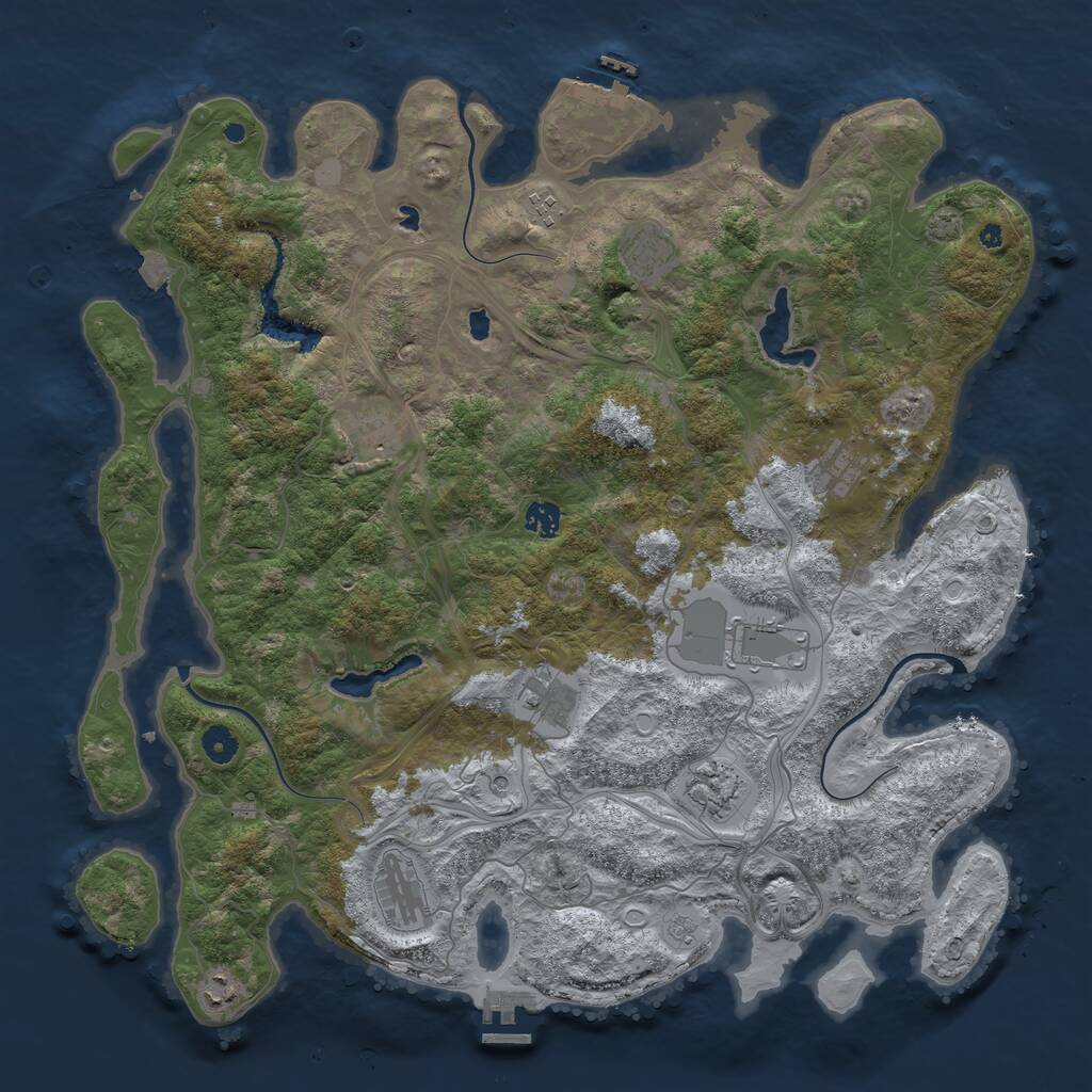 Rust Map: Procedural Map, Size: 4500, Seed: 657940089, 16 Monuments