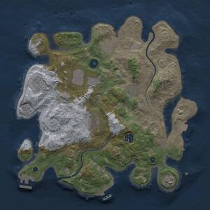 Thumbnail Rust Map: Procedural Map, Size: 3500, Seed: 654198595, 14 Monuments