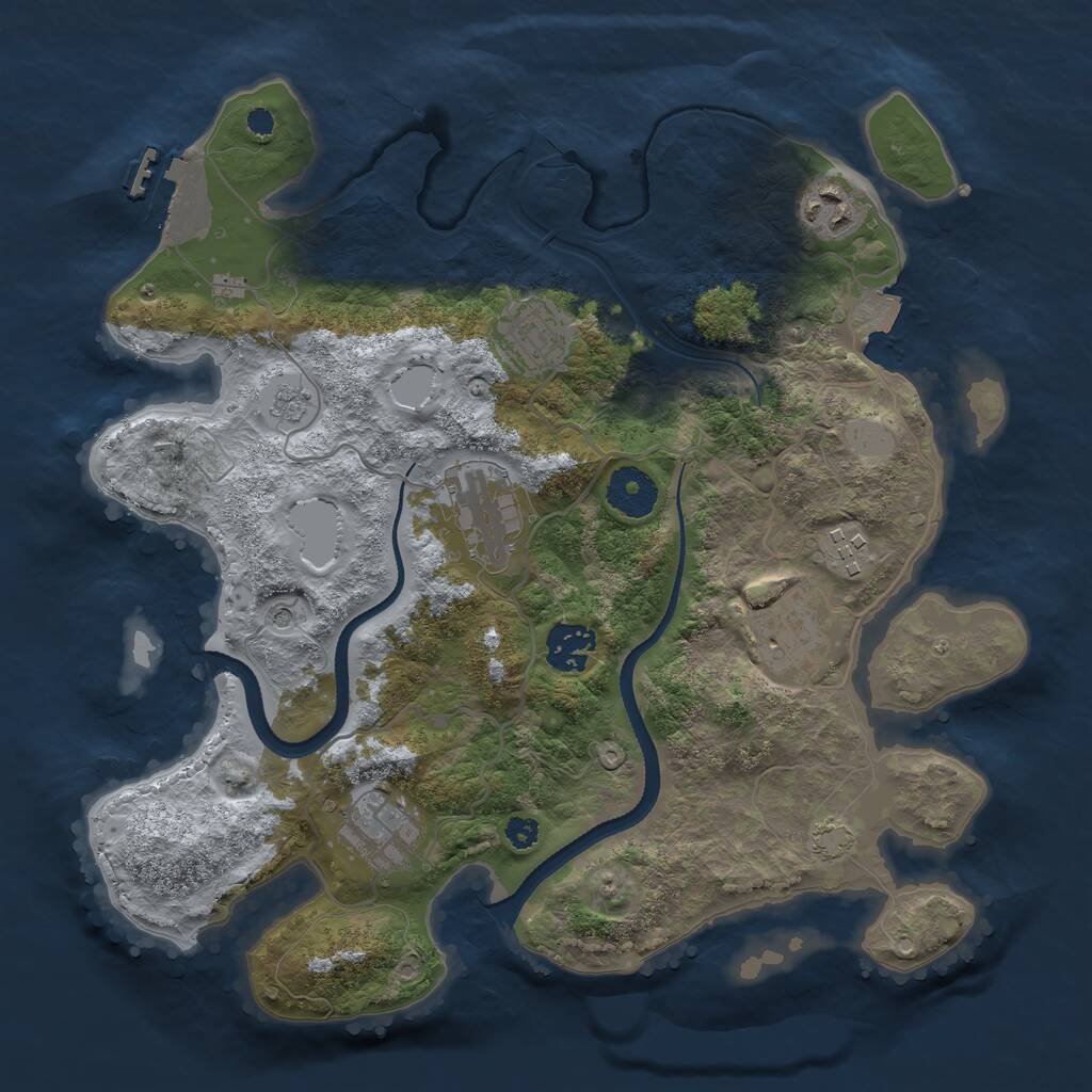 Rust Map: Procedural Map, Size: 3300, Seed: 1082504964, 12 Monuments