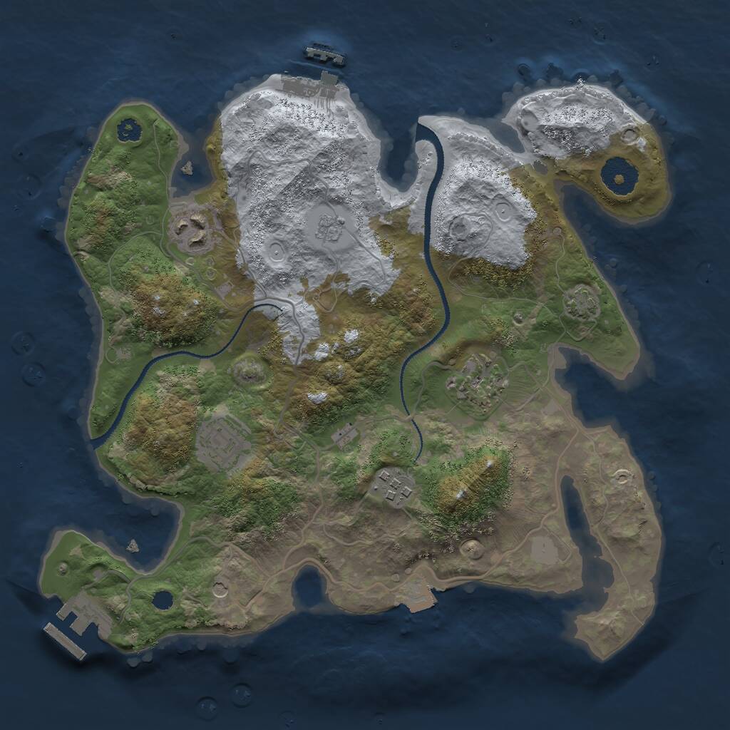 Rust Map: Procedural Map, Size: 3000, Seed: 539170837, 10 Monuments