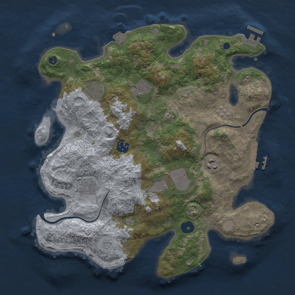 Rust Map: Procedural Map, Size: 3500, Seed: 29648511, 13 Monuments