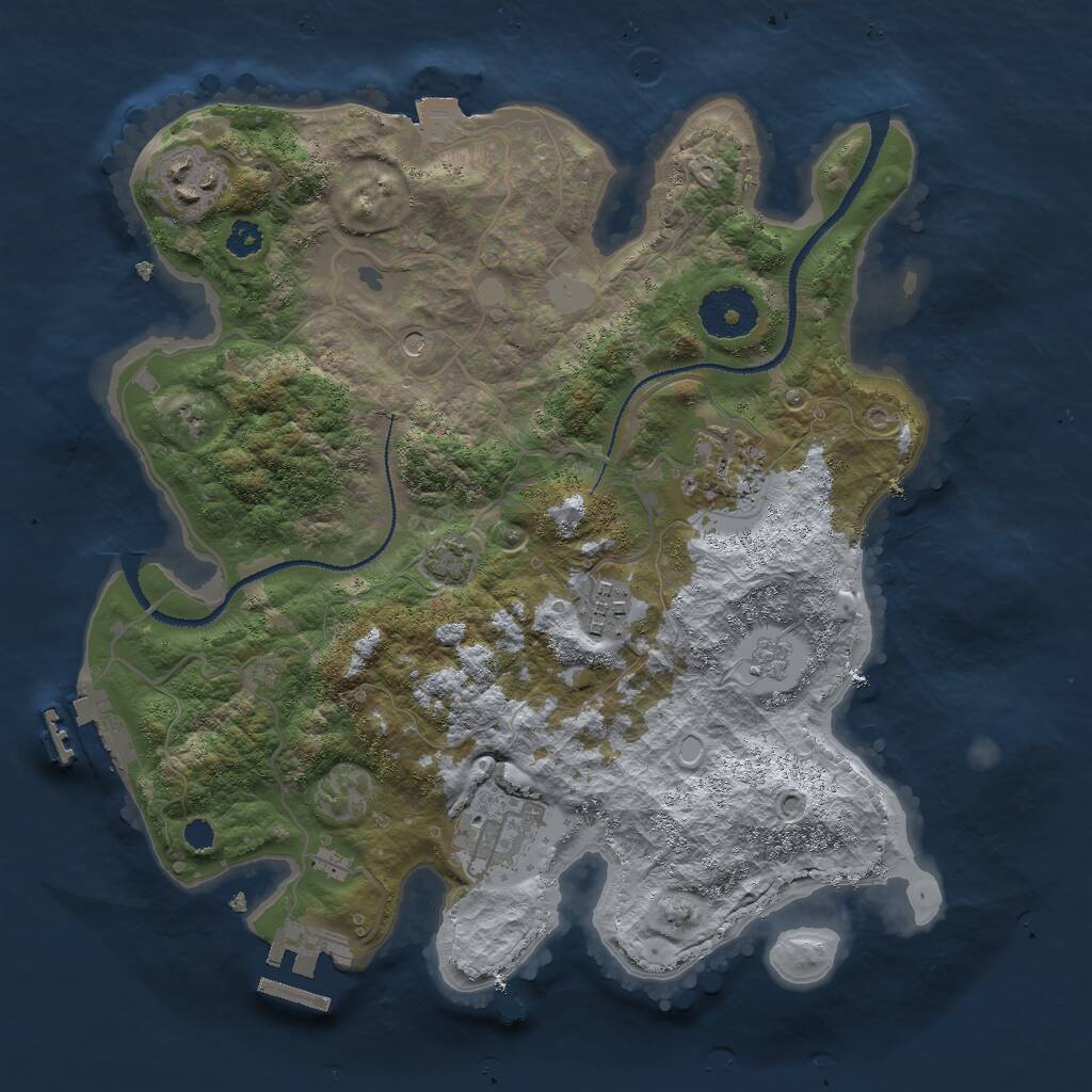 Rust Map: Procedural Map, Size: 3000, Seed: 1064194310, 10 Monuments