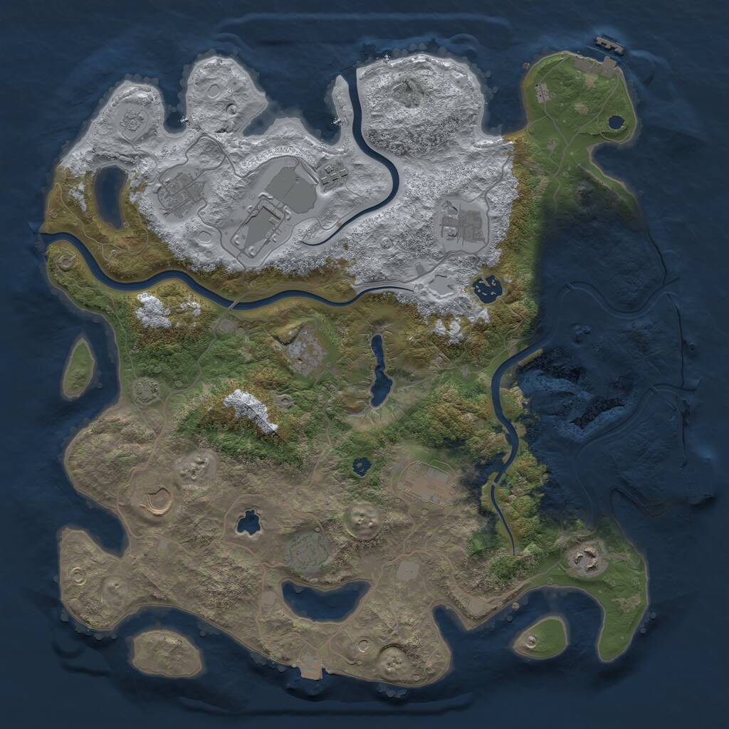 Rust Map: Procedural Map, Size: 4000, Seed: 1543853551, 18 Monuments