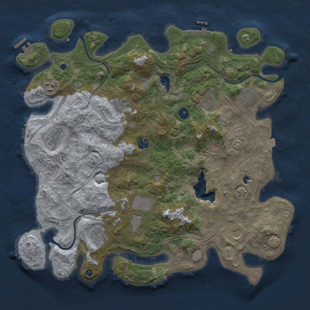 Rust Map: Procedural Map, Size: 4250, Seed: 195140661, 16 Monuments