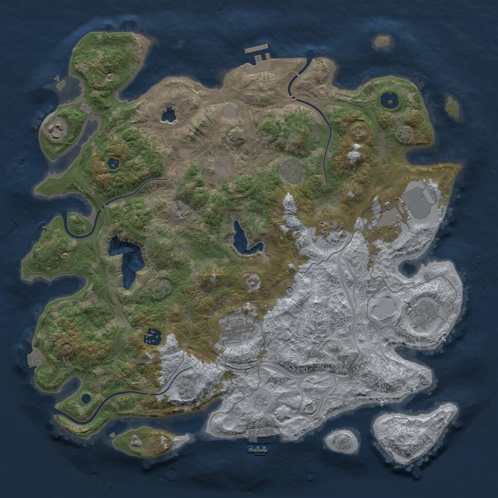 Rust Map: Procedural Map, Size: 4250, Seed: 500646205, 17 Monuments