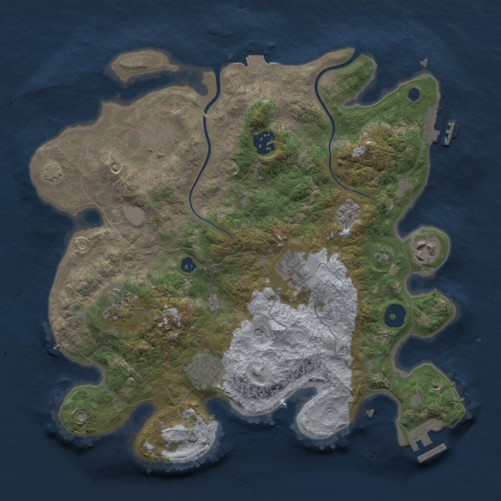 Rust Map: Procedural Map, Size: 3287, Seed: 2116388101, 12 Monuments