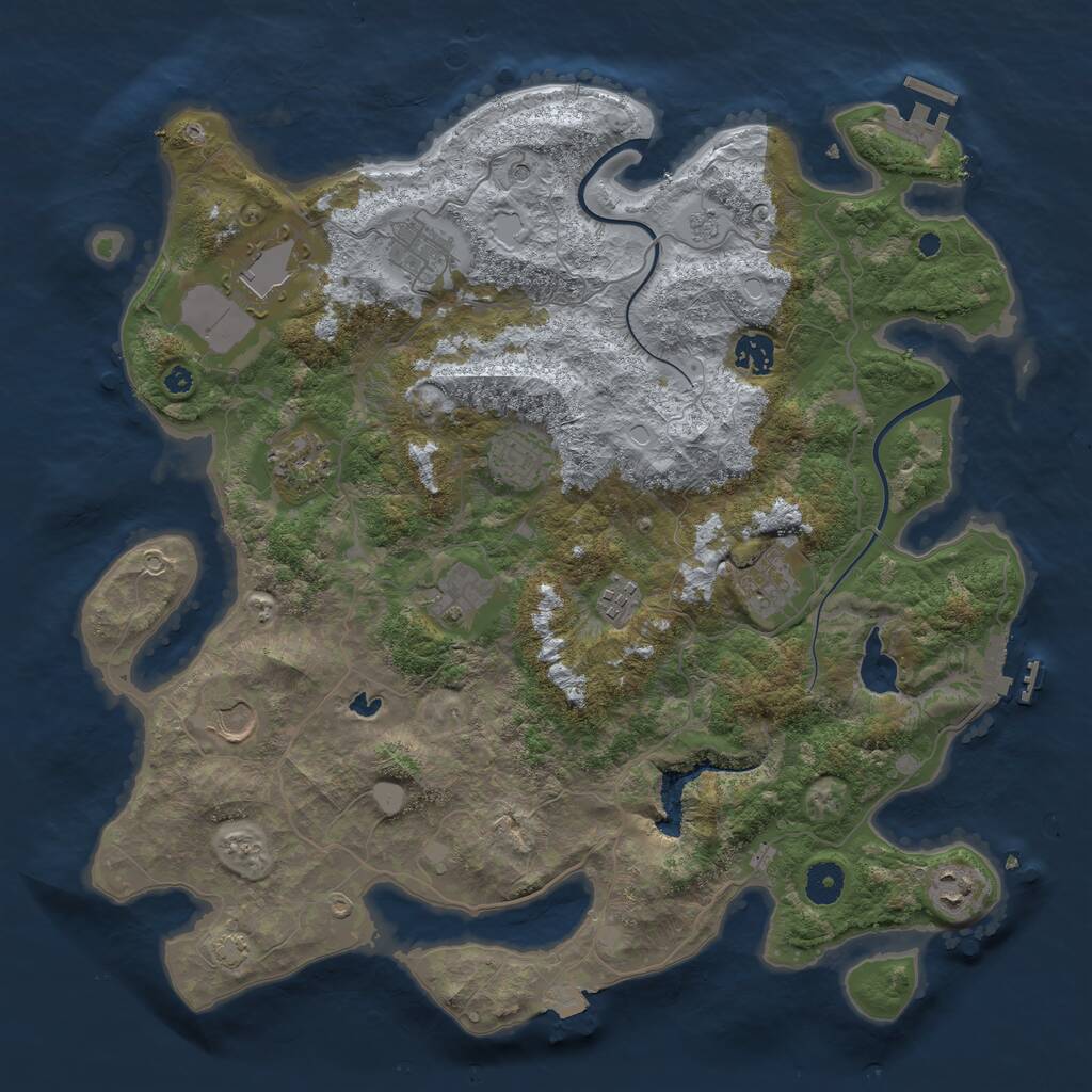 Rust Map: Procedural Map, Size: 4000, Seed: 1033256098, 18 Monuments