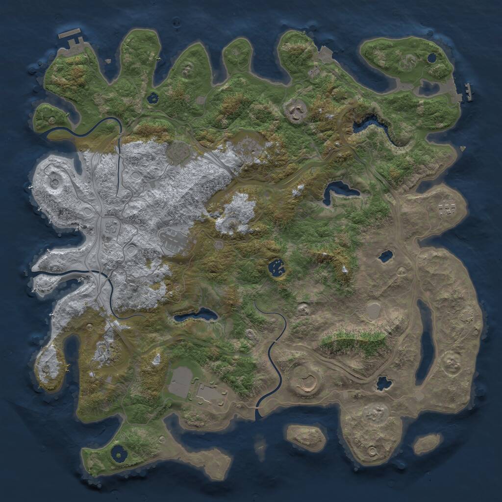 Rust Map: Procedural Map, Size: 4500, Seed: 351786516, 17 Monuments