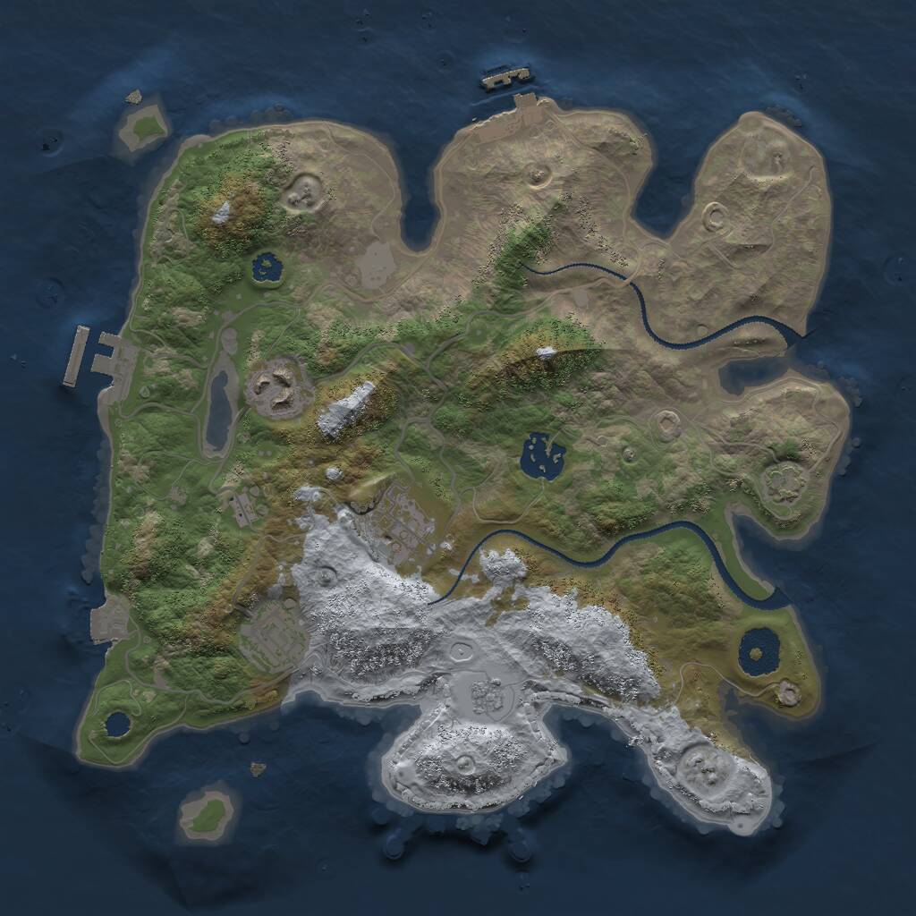 Rust Map: Procedural Map, Size: 3000, Seed: 17974, 9 Monuments