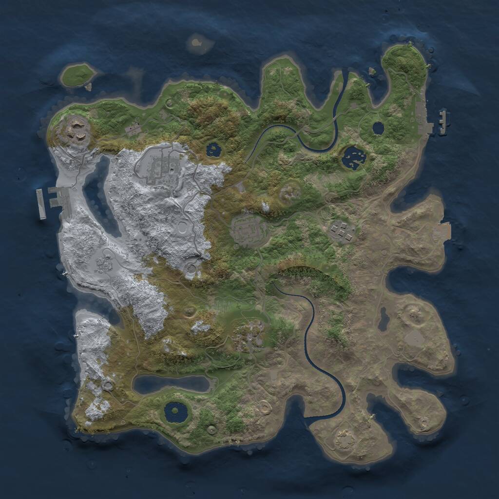 Rust Map: Procedural Map, Size: 3300, Seed: 980204134, 12 Monuments