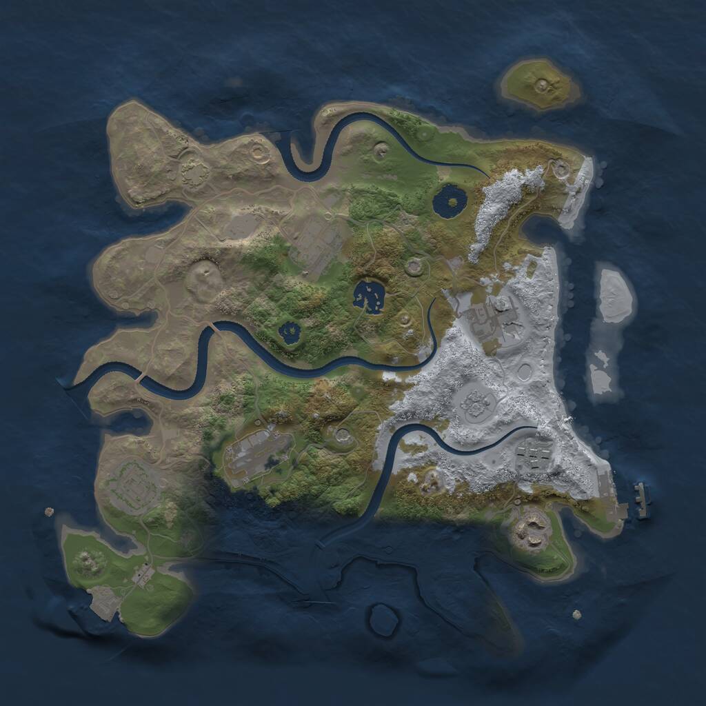 Rust Map: Procedural Map, Size: 3200, Seed: 1833268691, 12 Monuments