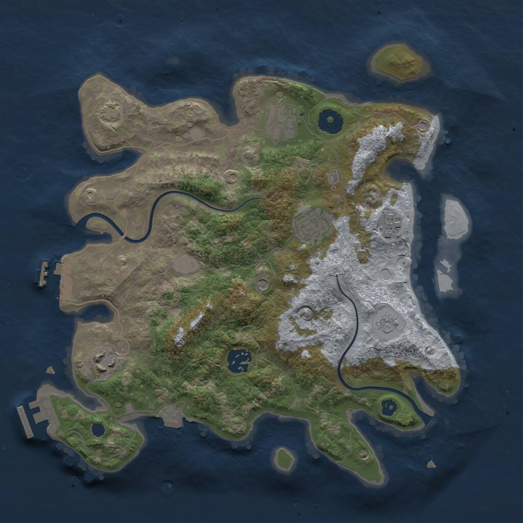 Rust Map: Procedural Map, Size: 3200, Seed: 1833268691, 11 Monuments