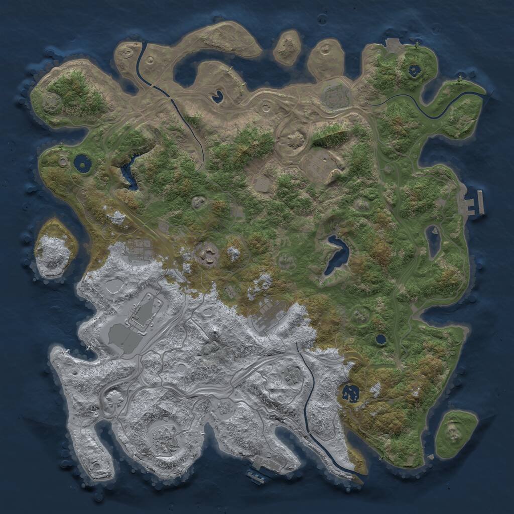 Rust Map: Procedural Map, Size: 4300, Seed: 1176758487, 15 Monuments
