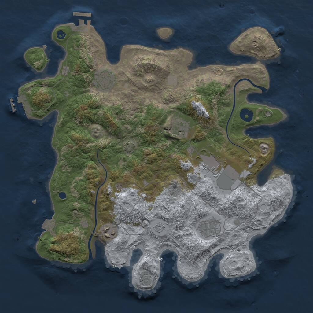 Rust Map: Procedural Map, Size: 3500, Seed: 550408351, 12 Monuments