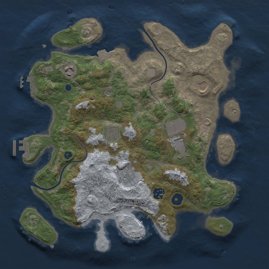 Rust Map: Procedural Map, Size: 3500, Seed: 2377, 12 Monuments