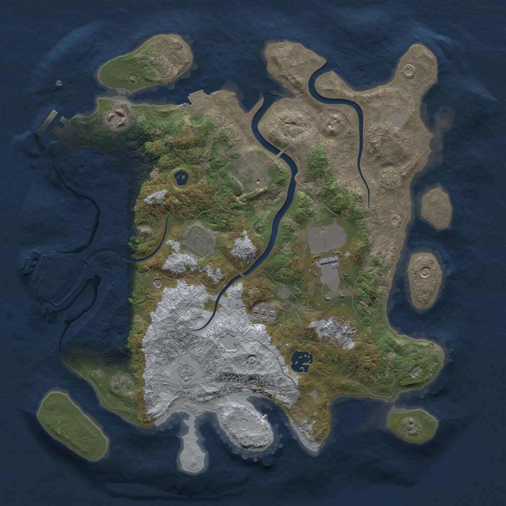 Rust Map: Procedural Map, Size: 3500, Seed: 2377, 13 Monuments