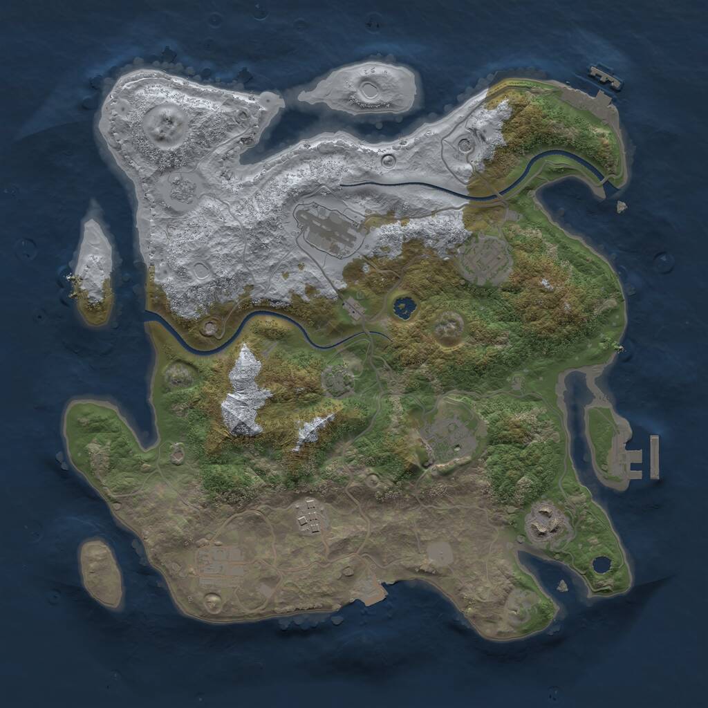 Rust Map: Procedural Map, Size: 3250, Seed: 1549566921, 12 Monuments